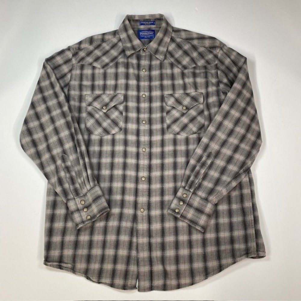 Pendleton Gray Plaid Casual Button Down Shirt